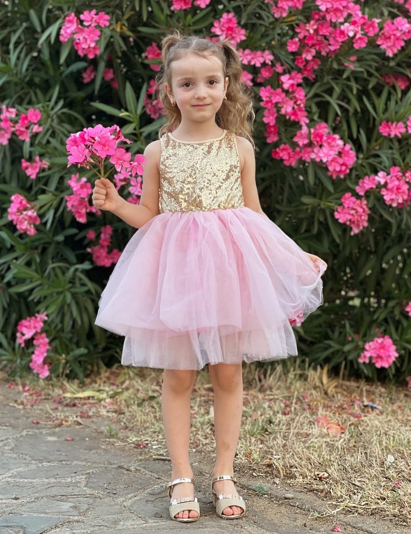AGQT Baby Girls Birthday Tutu Dress Sequin Tulle Soft Lined Formal Princess Dresses for Party Wedding Pink 3-6 Months - Image 2